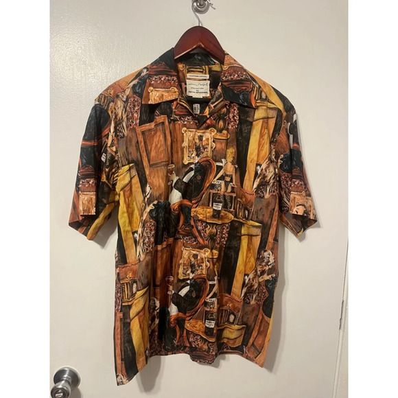 Vintage Reyn Spooner Guy Buffett Mens Hawaiian Shirt Gentleman's Club Dog - Picture 1 of 8